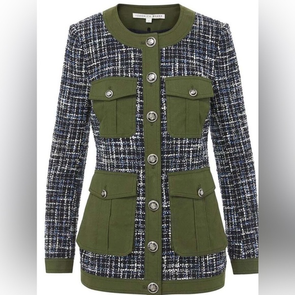 Veronica Beard fielding Dickey tweed coat jacket crested buttons - Picture 4 of 10